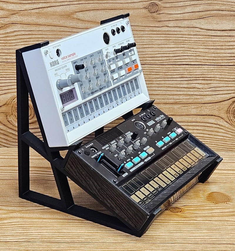The Analog Source حامل مكتب أسود من طبقتين لجهاز Korg Volca Beats Bass FM Keys Nubass Loop Sample Synthesizer Mixer Drum Rhythm Machine Sampler - Image 2